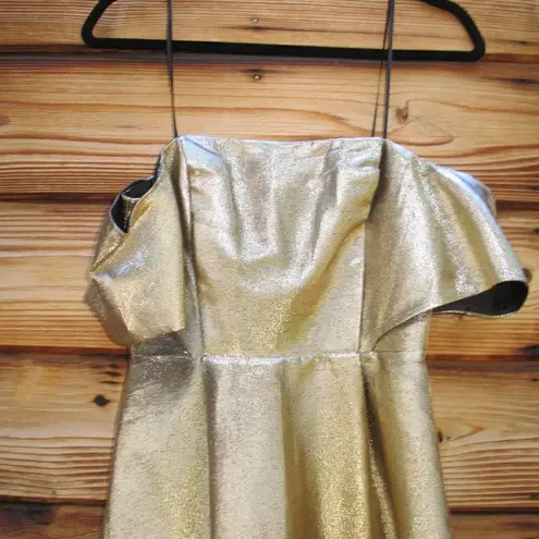 Sandro Womens Gold Off The Shoulder Mini Dress