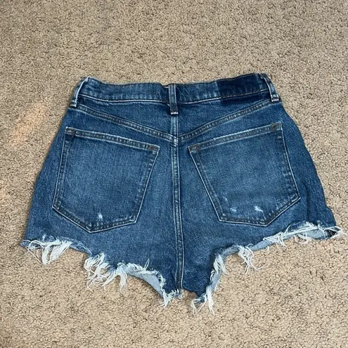 Abercrombie & Fitch Abercrombie Ultra High Rise Mom Short Denim Cutoffs Medium Destroy Blue 28 / 6