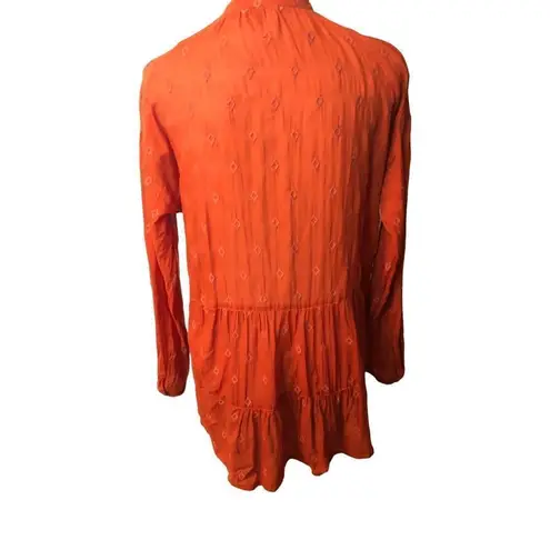 Pilcro Anthropologie harvest orange tiered tunic with metal button accents down