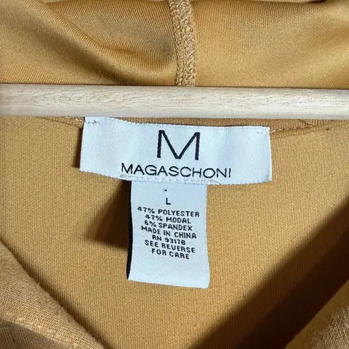 Magaschoni Hooded Sweatshirt Mini Dress Women's Large Gold Sleeveless Casual