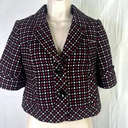 OBR Cropped Dotted Short Sleeve Blazer Women's Size XS Black