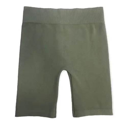 Bozzolo Olive Green Seamless Ribbed Biker Shorts