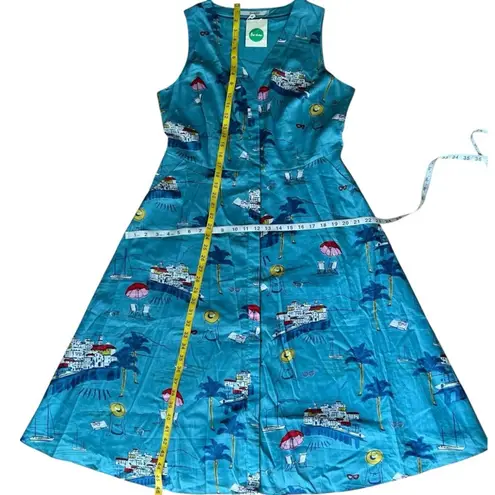 BODEN Dress 12 100% Cotton Resort Boho Beach RARE Riviera Mediterranean Seaside Blue
