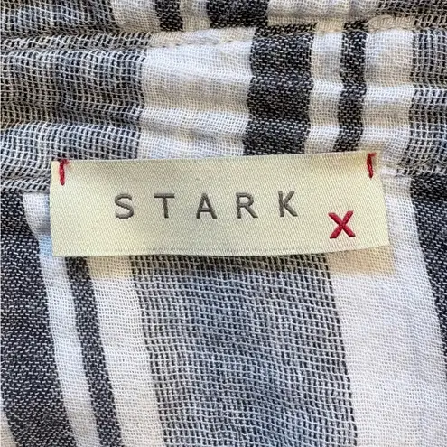 STARK X Double Layer Lightweight Gauze Cotton Button Up Striped Shirt Sz M💛 Gray Size M