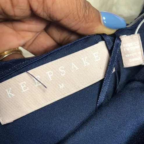 Keepsake the Label Women's OTS in Navy Magnolia Off the Shoulder Romper Medium Blue