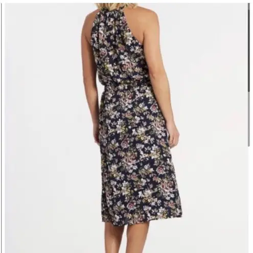 Allison Joy Floral Evereve Corbin Midi Dress S Blue Pink Sleeveless A-line