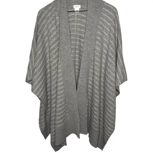 Club Monaco 100% Cashmere Striped Poncho Wrap Gray Open-Front One Size