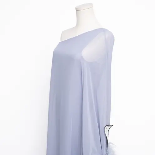 Betsy and Adam - Asymmetric-Neck Feather-Trim Dress