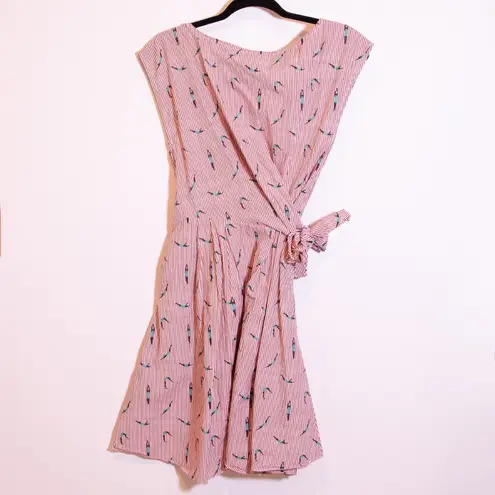 Maeve Anthropologie Bathing Beauty Embroidered Cotton Poplin Wrap Midi Dress 6