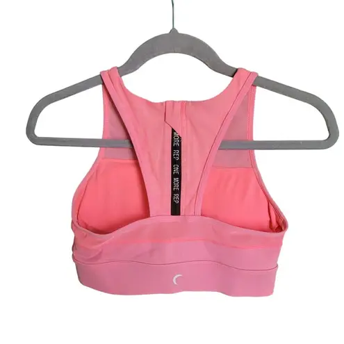 Zyia Hot Pink Coral High Neck Zip Back All-Star Women's Sports Bra Size Small