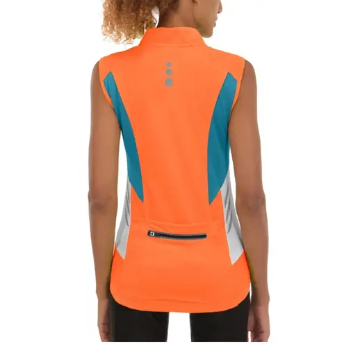 Little Donkey Andy 1/2 Zip Cycling Vest Size Medium Reflective Breathable Womens Orange