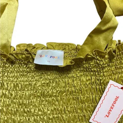 Green Smocked Ruffled Tank Top Size XL