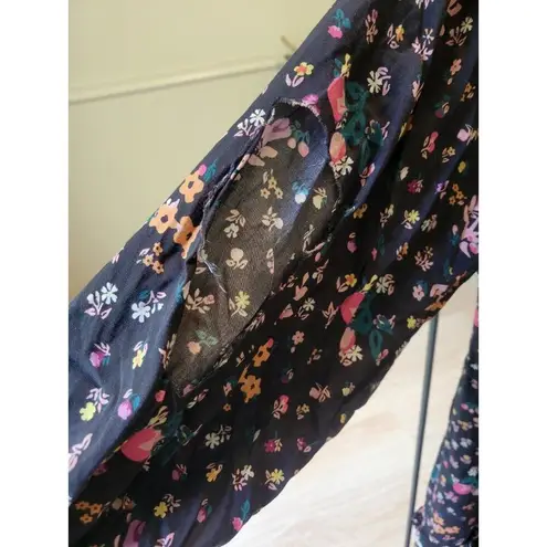 sz 40 black Hofmann copenhagen Bea floral ruffle dress Victorian Vtg look Size M