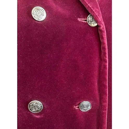 Vtg Betty Rose Burgundy Red Velvet Double Button 3/4 Length Coat Victorian Sz L? Size L