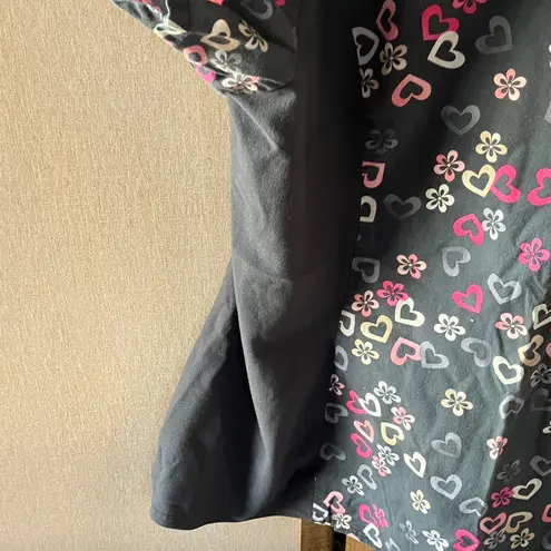 Cherokee  Charcoal Floral scrub top- XL