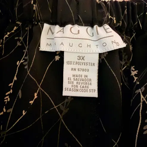 Vintage Maggie McNaughton Botanical Midi Skirt Plus Size 3X Black Cream Designer