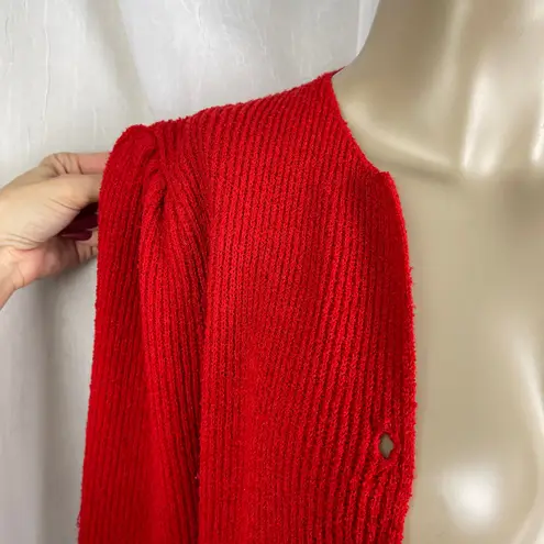 VTG 90’s Petites Just For You Red Cardigan Cozy Knit Sweater Puff Sleeve S M Size undefined