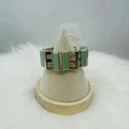 Light Jade Green Rhinestones Chunky Bracelet