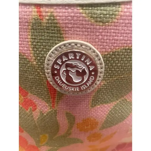 Spartina 449 Daufuskie, natural linen/leather handbag Pink floral design, B22