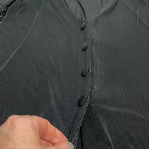 Unique By V. Virella Black Button Front Silky Cardigan Size Large