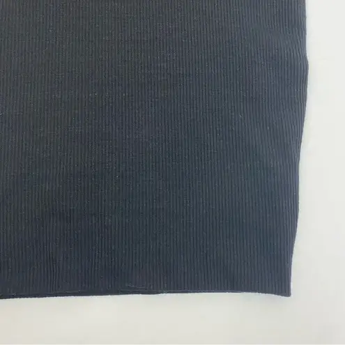 Naked Wardrobe Mock Neck Ribbed Long Sleeve Bodycon Mini Dress: Black