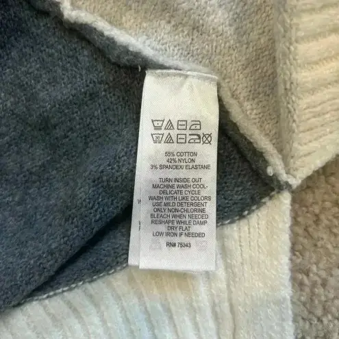 London Kaye Cotton Gray & Black Colorblocked Open Cardigan Topper Layer Size S