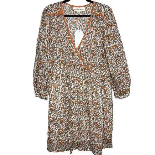 Daughters of India NEW Binita Mini Dress Apricot Color Size Large Orange White