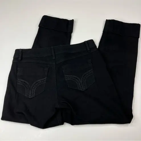 Fade to Blue Black Skinny Straight Leg Rolled Cuff Jeans Womens 10