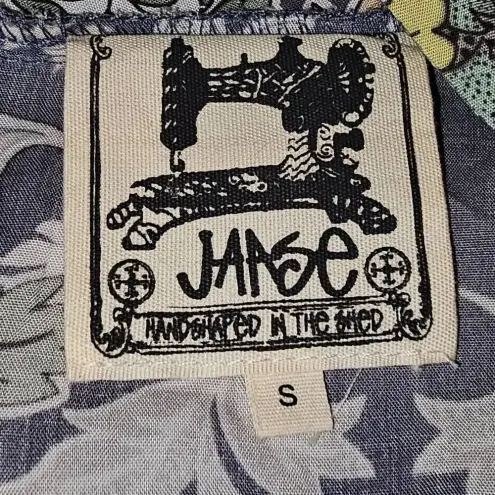 Jaase  Womens Blue‎ Gray Floral Babydoll Shirt Top Blouse Small