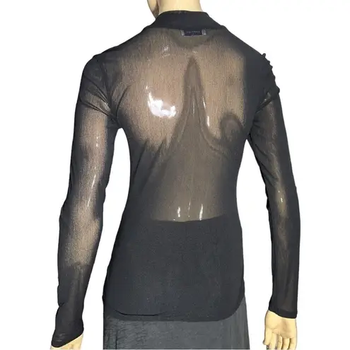 Babaton  Women’s Size M Black Fine Mesh Semi Sheer Long Sleeve Mock Turtleneck