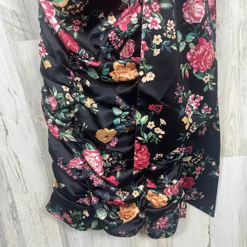 Lovers+Friends Arianna Mini Dress size S Climbing Floral Bow One Shoulder Party Black