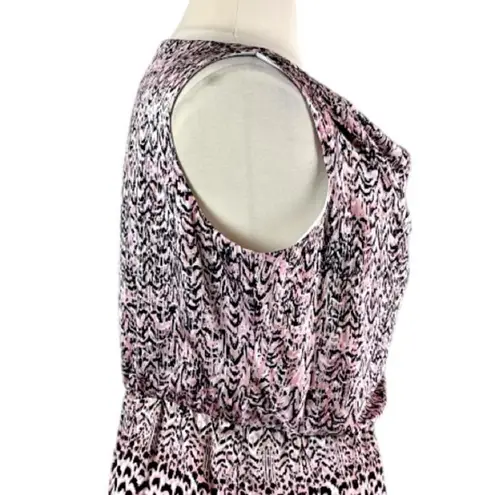 Dana Buchman Dress Drape Neck Sleeveless Blouson Pink Multi Women’s Size XL