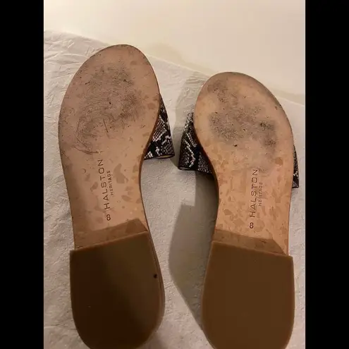 Halston Snake Print Slide Sandals