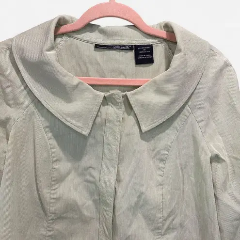 Y2K Pinstriped Cape Style Blazer Jacket Peter Pan Collar Effortless French Girl White Size M