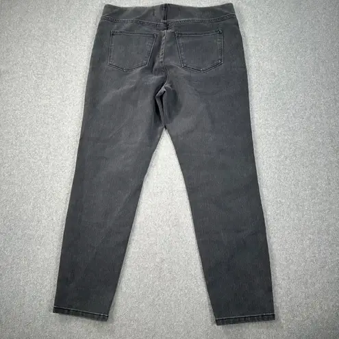 Soft Surroundings Black Denim Pull On Pants Women's Large Elastic Waist Straight - Image 7