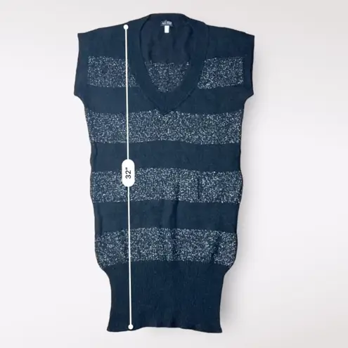 Armani Jeans Grunge Striped Short Sleeve Sweater Size 6 Black