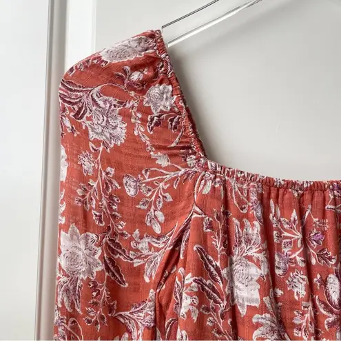 Wonderly Floral Dress Orange Pink Square Neck