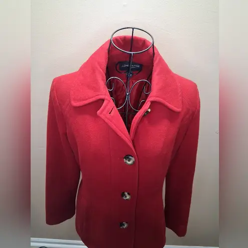 London Fog Wool Red Pea Coat