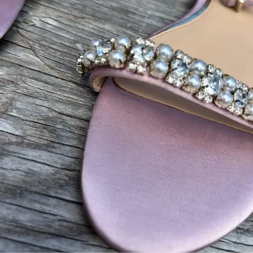 Badgley Mischka Badgley Mishka Daria Pearl and Crystal Flat Sandals Pastel Pink size 6.5