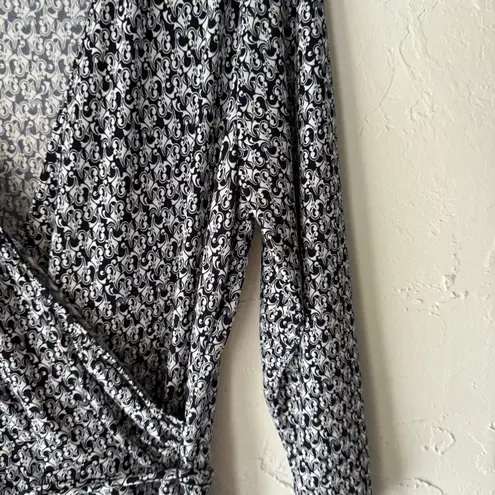 Kelly Renee Black White Patterned Wrap Maxi Dress L Old Money Horse Race Blue Size L