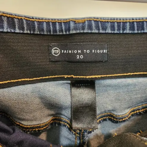 Fashion to figure FTF Black Denim High Rise Ankle Skinny Jeans Casual Size 20