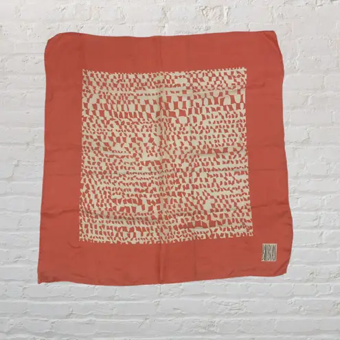 Bill Blass Authentic Vintage Silk Square Scarf Pink Ivory Geometric Designer