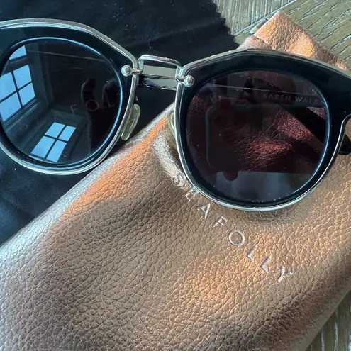 KAREN WALKER Bounty Black Gold 47mm Frame Sunglasses 1701424 MSRP $280 Size OS