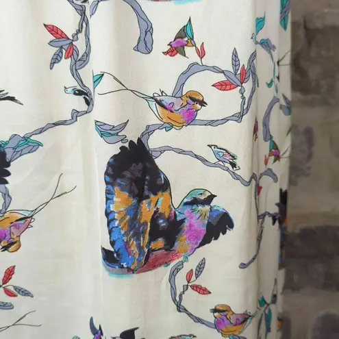 Pink Martini Dress Maxi Woman's Size XS Bird Floral Print Summer Lined Braided