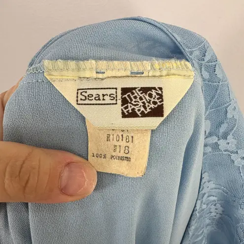 Sears Lace Dress 18 Union Made USA ILGWU Modest Cottagecore Prairie Vintage Blue