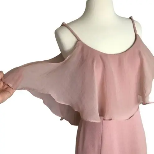 Dress the Population Diana Gown Size Small Blush Side Slit Cold Shoulder New