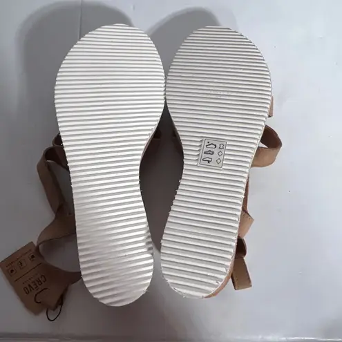Crevo Claudia Tan Leather Cork Wedge Sandals Women Size 9.5