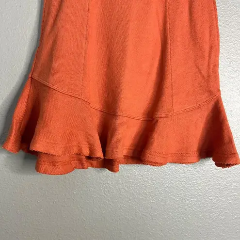 Free People  Beach Muted Orange Mini Skirt Flare Ruffle Hem Pockets XS