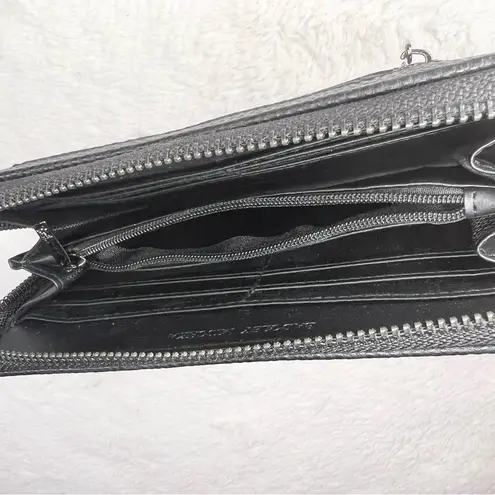 Badgley Mischka Black Textured Faux Pebble Leather Long Zip Around Wallet NEW