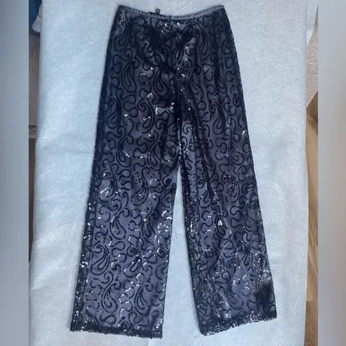David Meister Women's Sequin Wide-Leg Pants Black Size 4 Party/Cocktail - Image 2